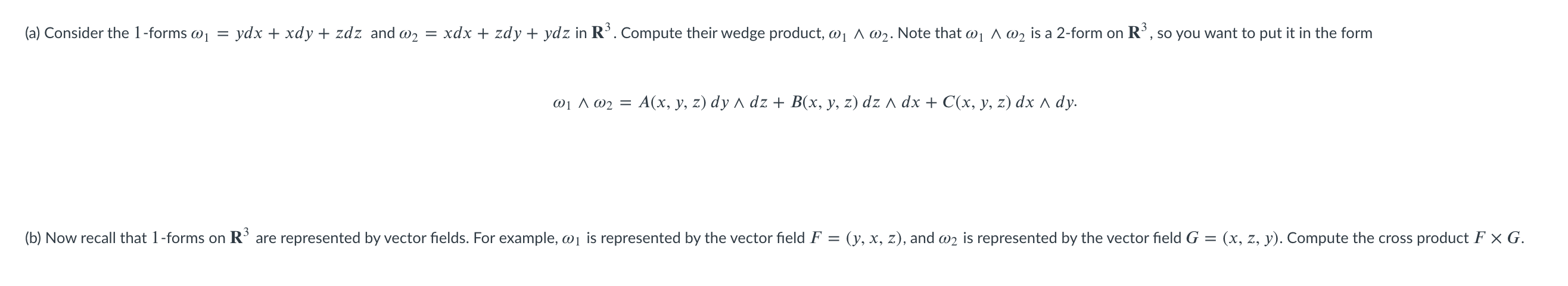 + xdy + zdz and @2 = xdx + zdy + ydz