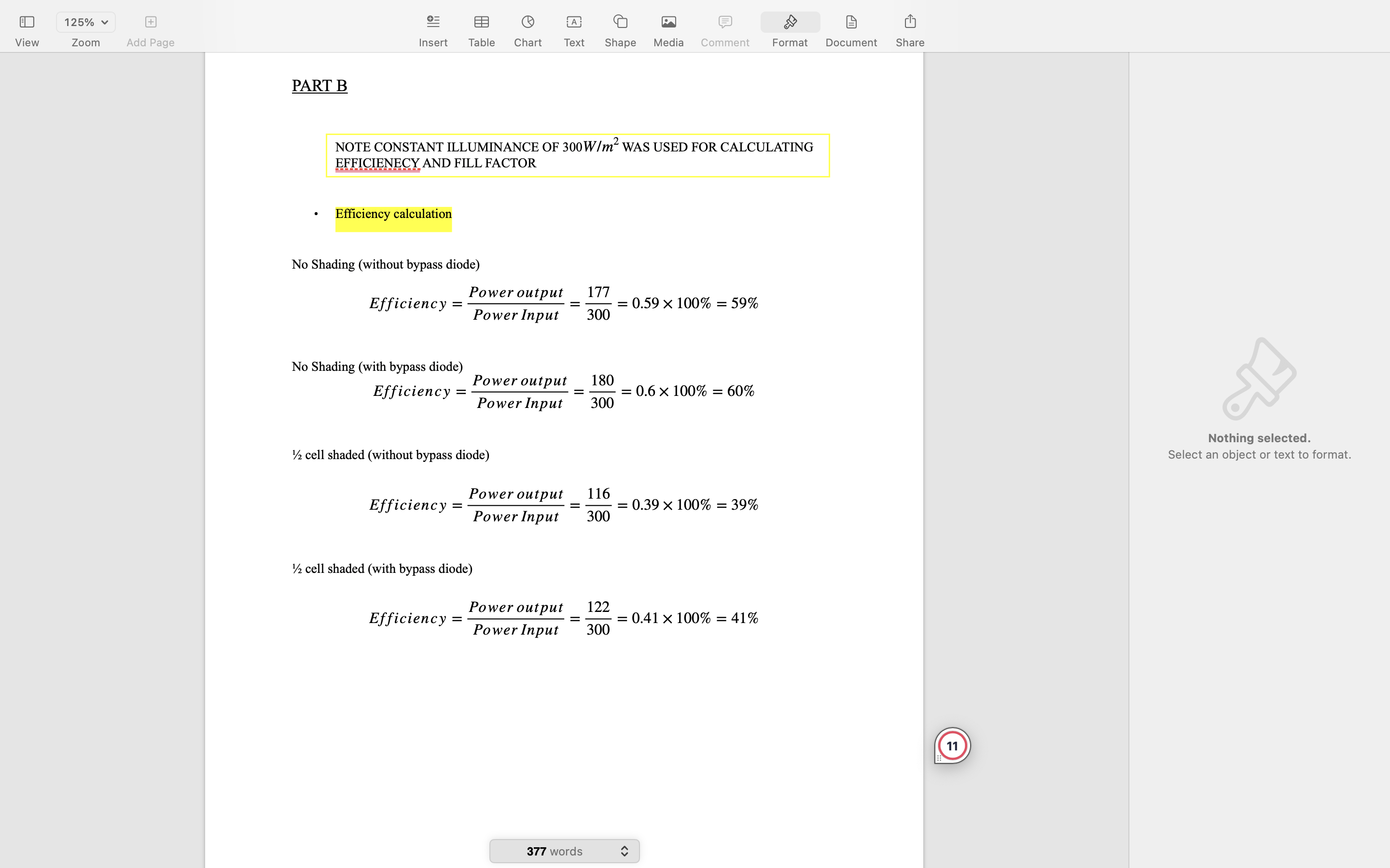 Maximum power in W 1.2 2.04 2.57 Fill factor 0.62 0.23 0.18