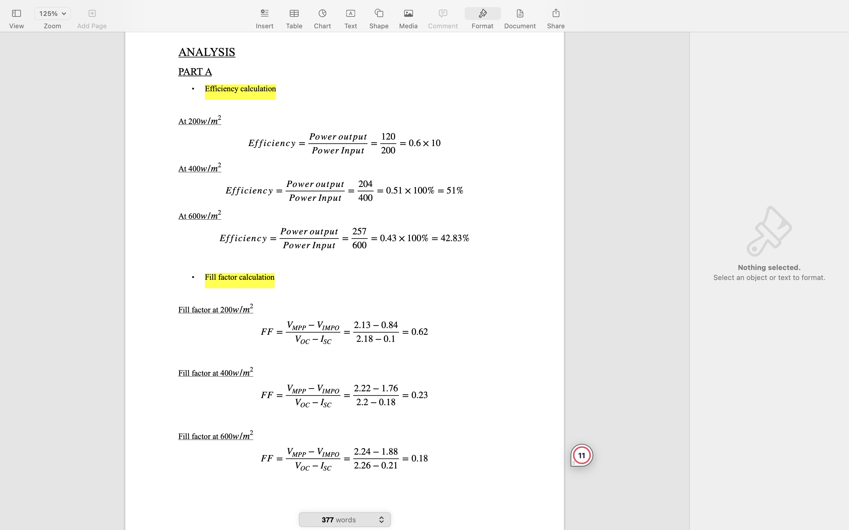relationship between Current and Voltage (I-V) at varying illuminance level at constant