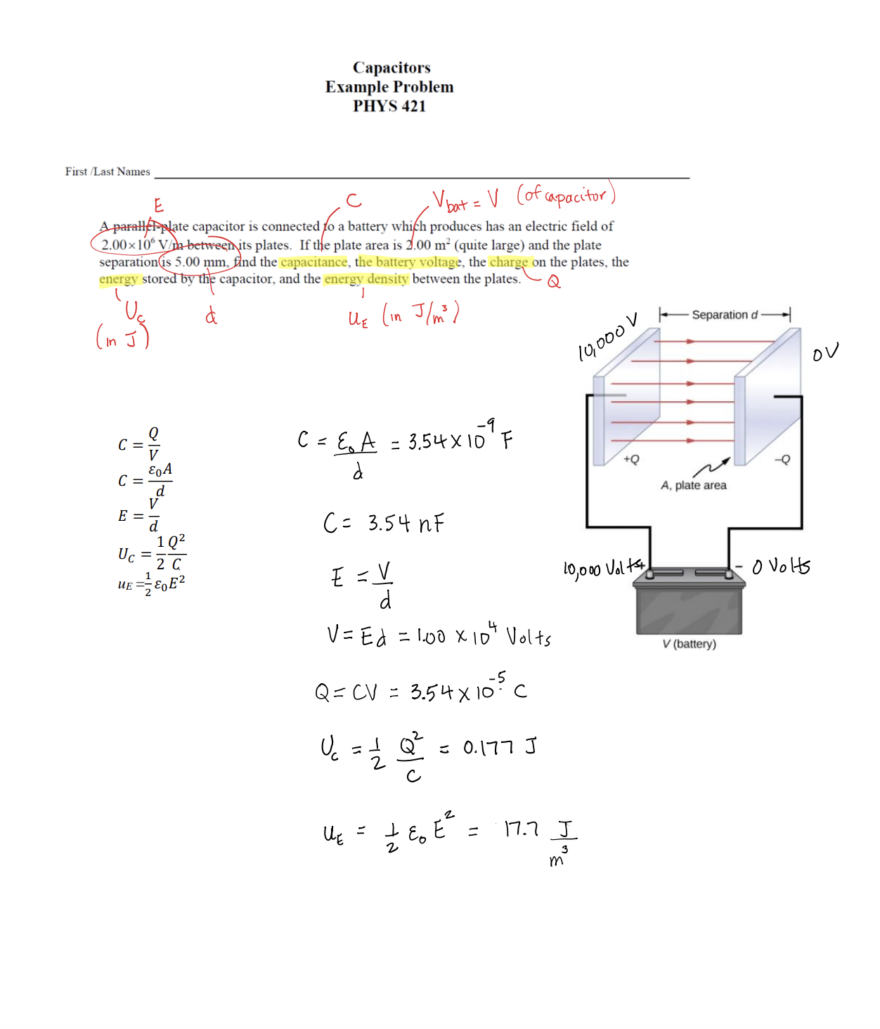 plates further apart, so their separation distance is now 8.00 mm. Find