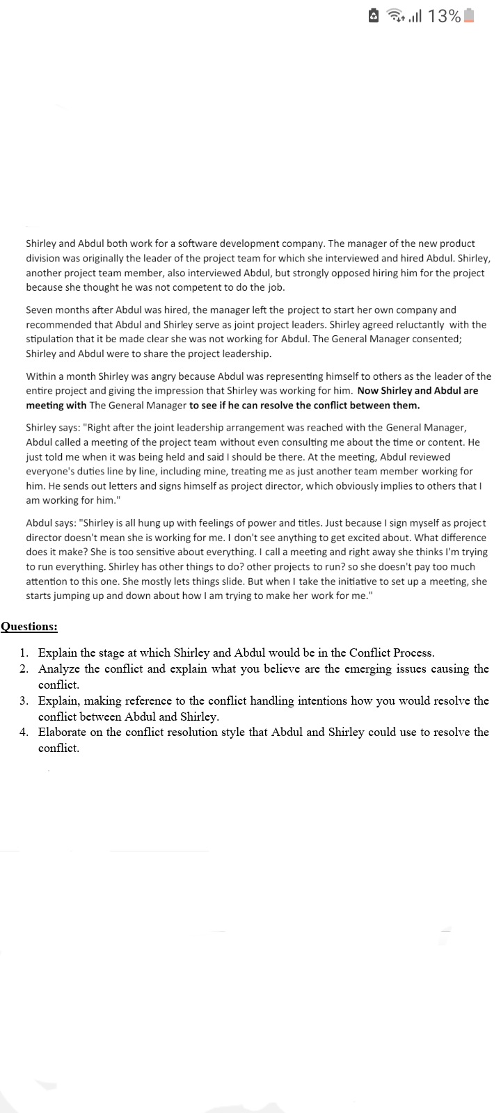 development company. The manager of the new product division was originally the