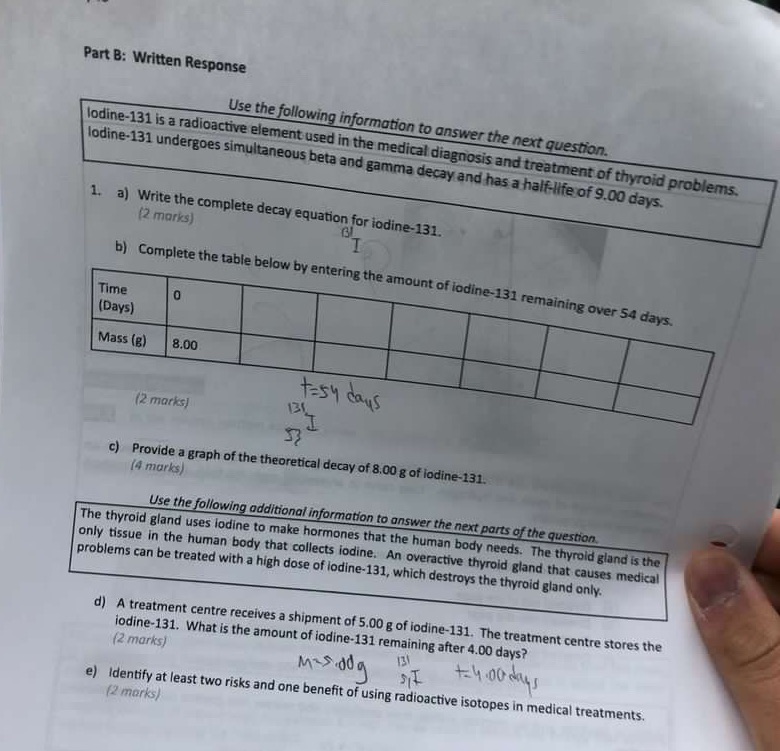 please answer all the questions Part B: Written Response Use the following