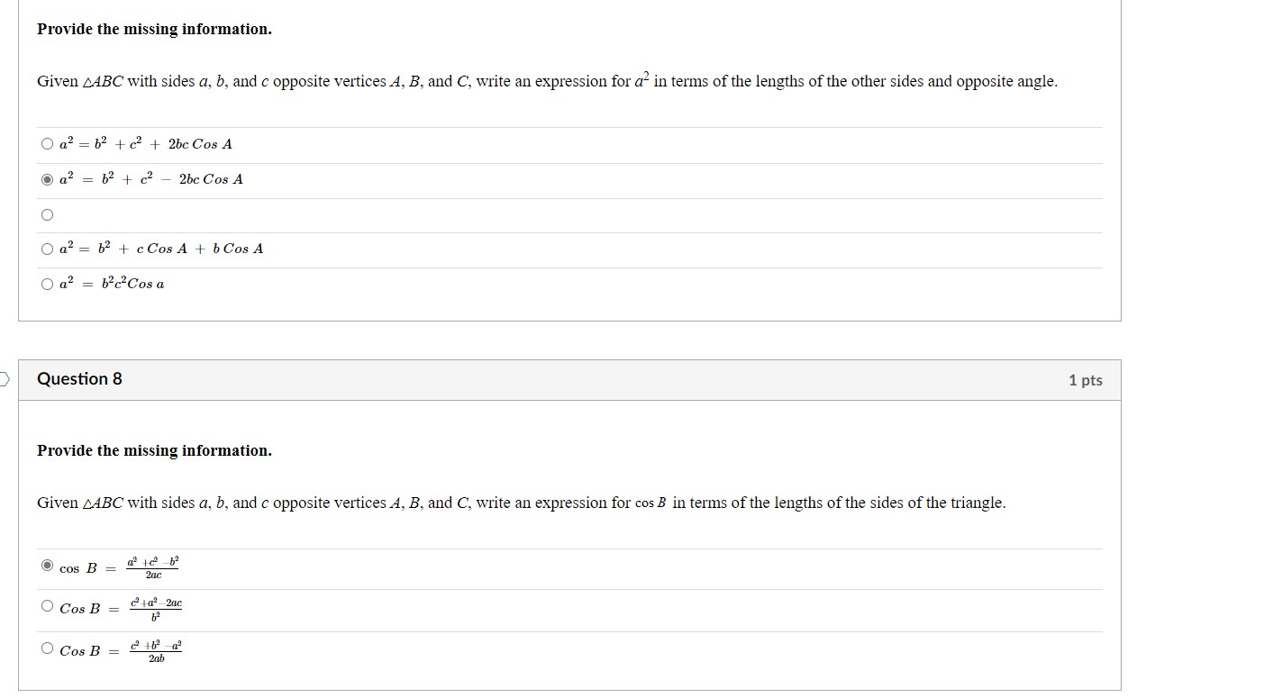 information. Suppose that the lengths of two sides a and b in