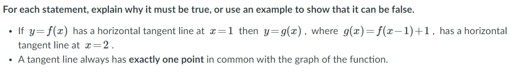b is a constant). Which of the following must be true? Select