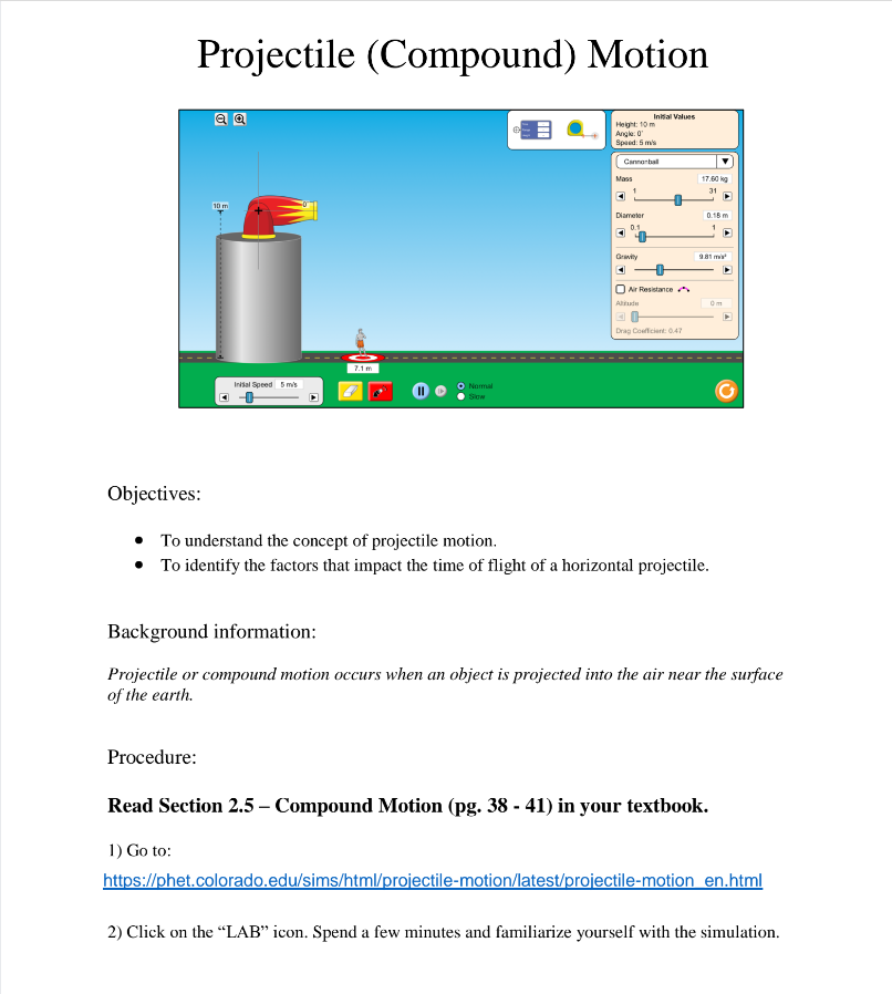 near the surface of the earth. Procedure: Read Section 2.5 - Compound