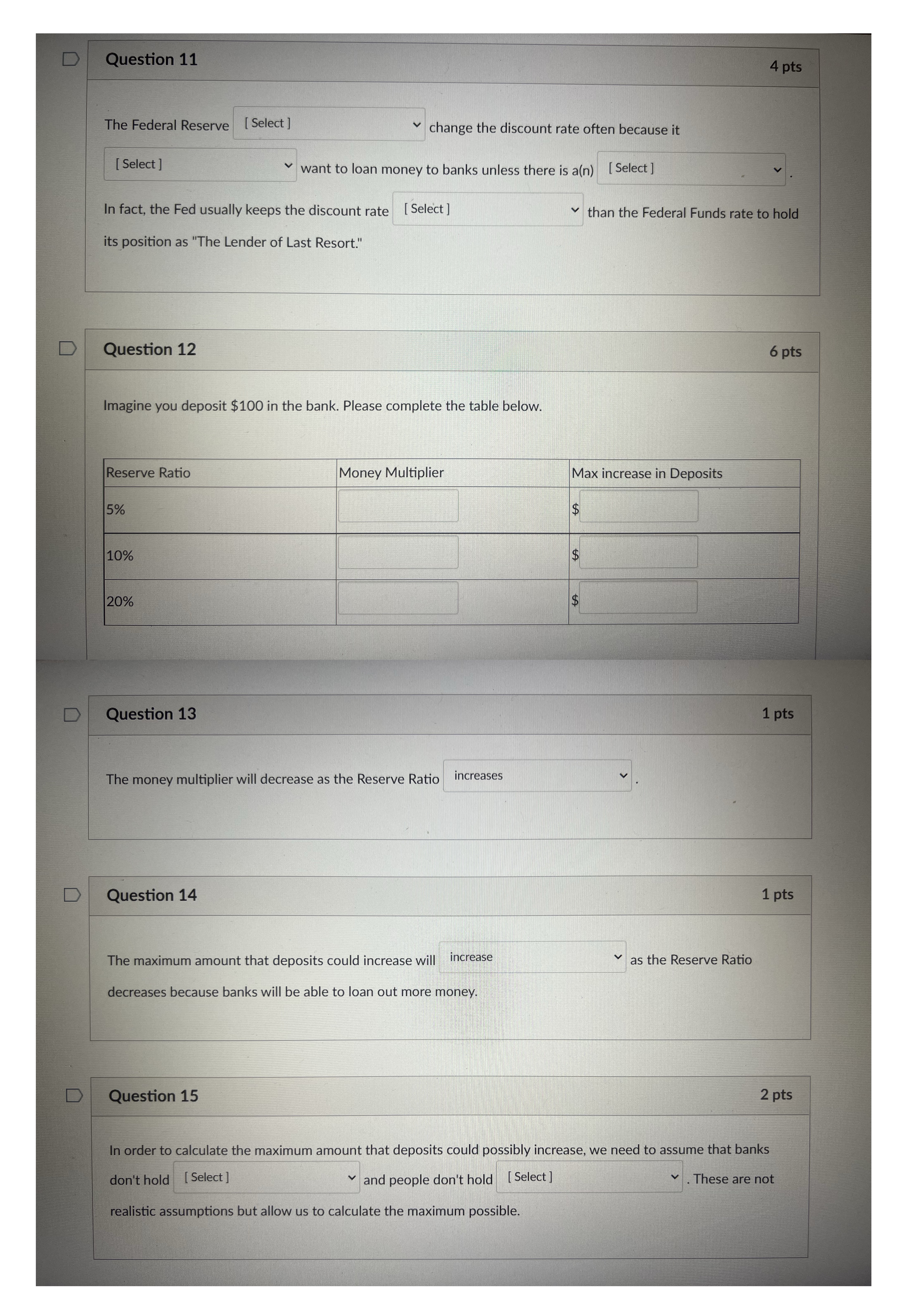 11. First [Select] options: A. Does B. Doesn't Second [Select] options: A.