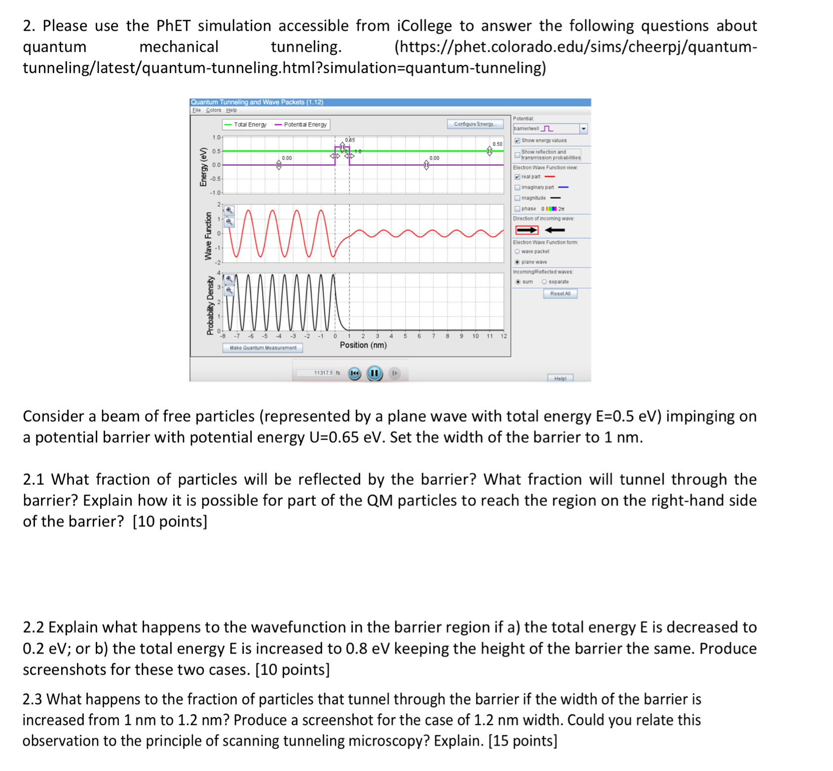 2. Please use the PhET simulation accessible from iCollege to answer