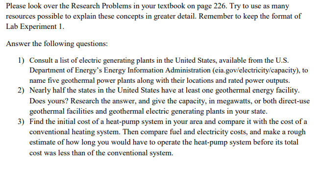 Please look over the Research Problems in your textbook on page