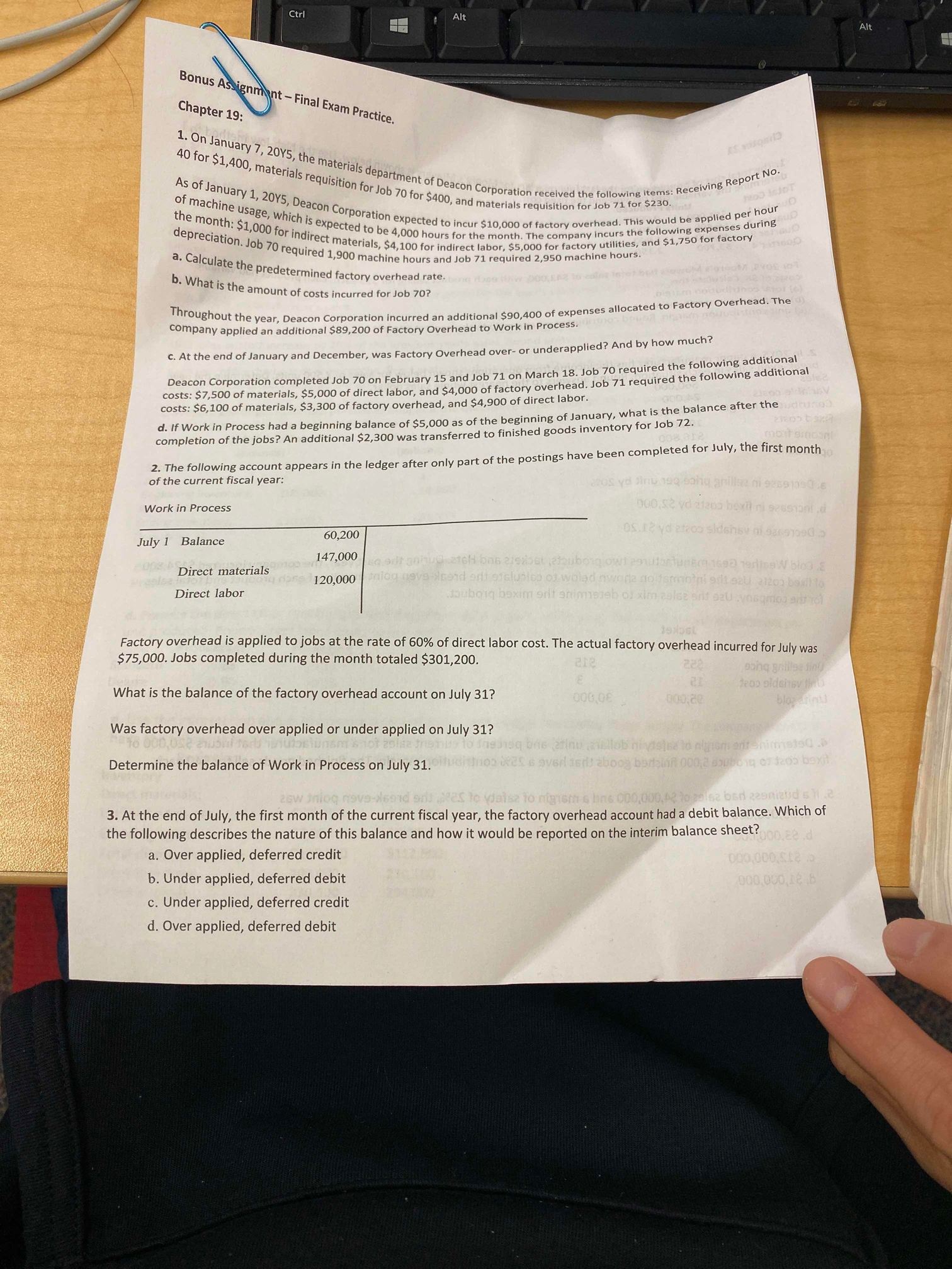 Assignment - Final Exam Practice. Chapter 19: On January 7, 20Y5, the