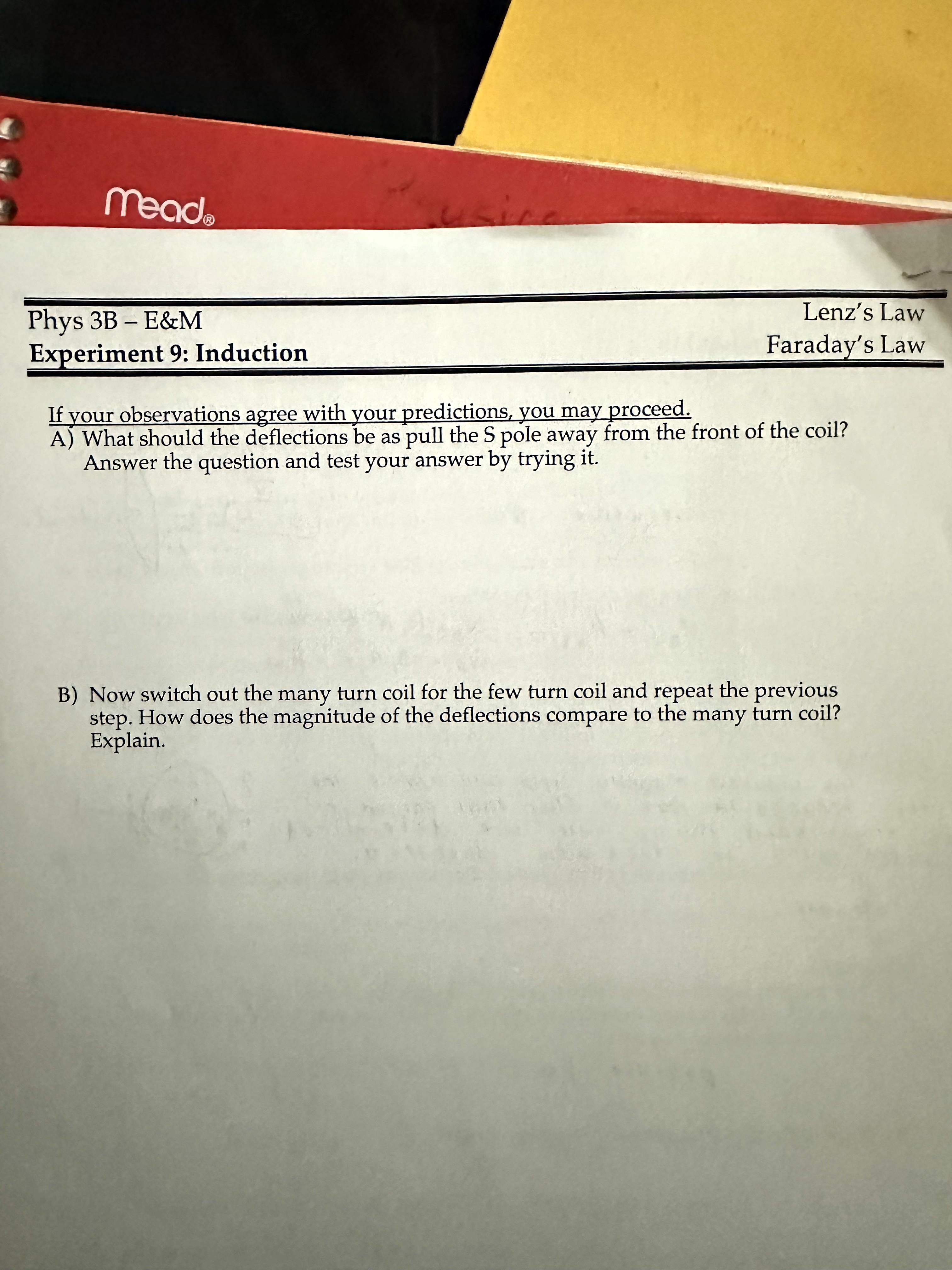 the front of the coil? Answer the question and test your answer