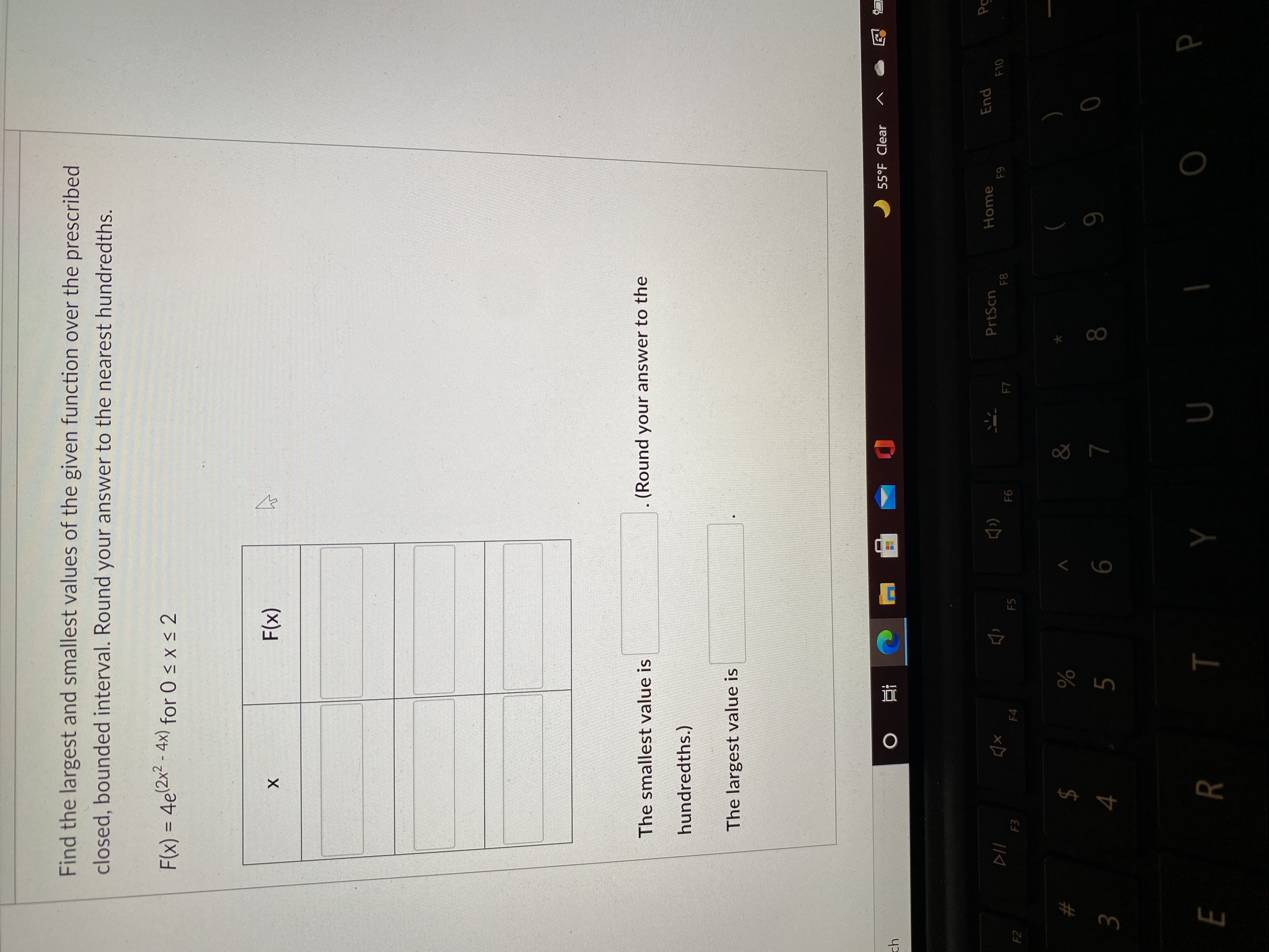 the prescribed closed, bounded interval. Round your answer to the nearest hundredths.