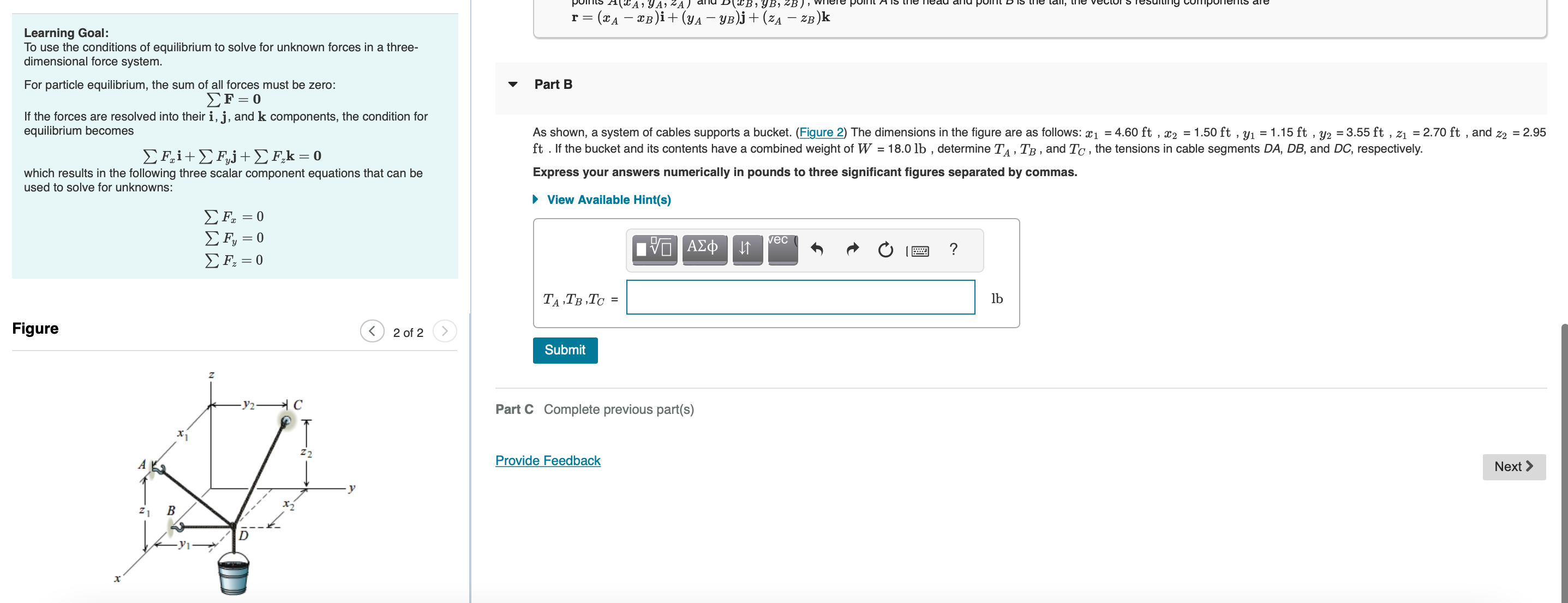 (ZA - ZB)k Learning Goal: To use the conditions of equilibrium to