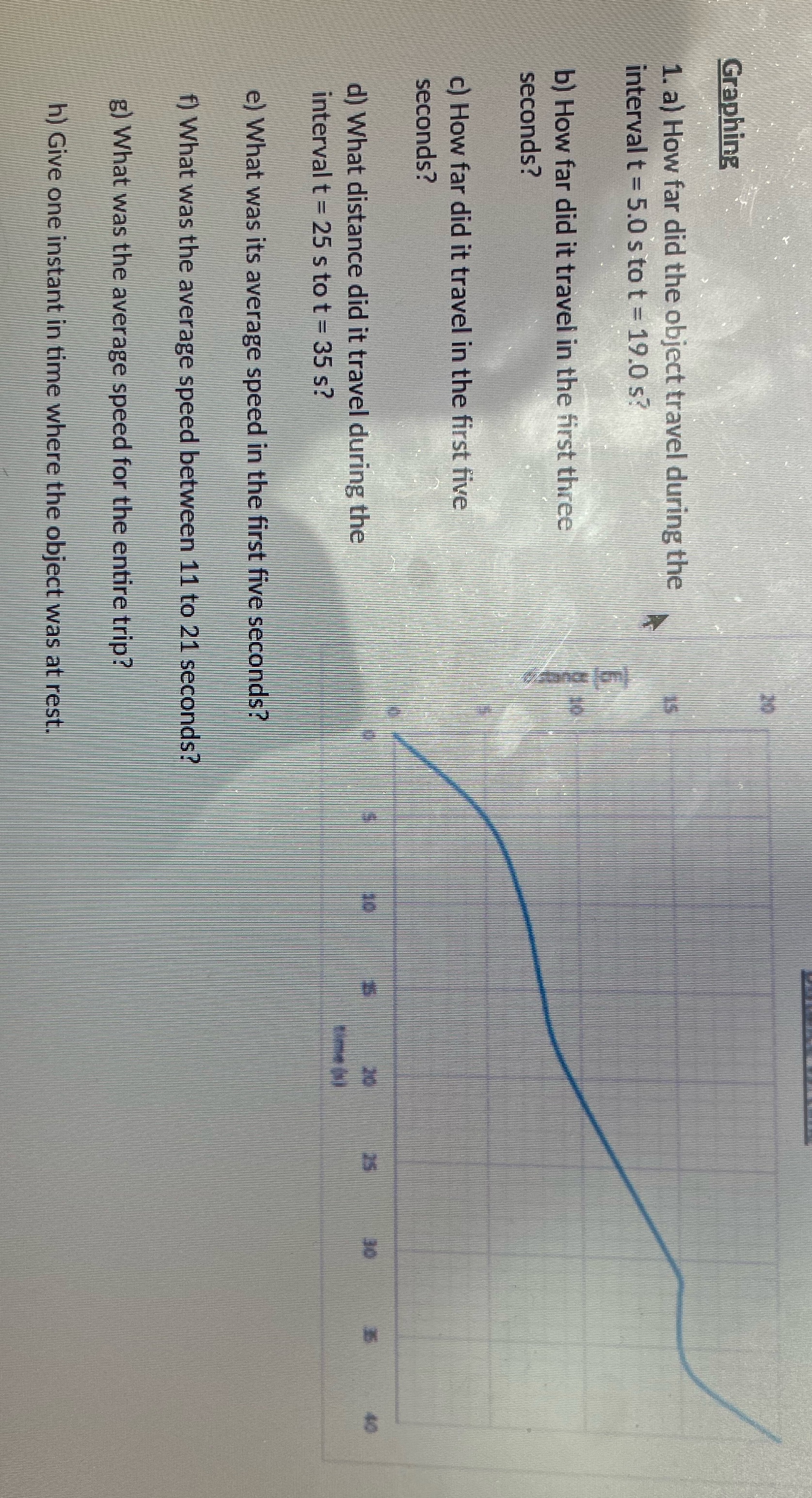 Graphing 1. a) How far did the object travel during the