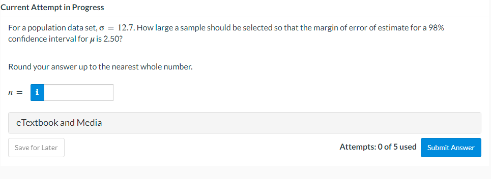 For computational statistics Current Attempt in Progress For a population data set,