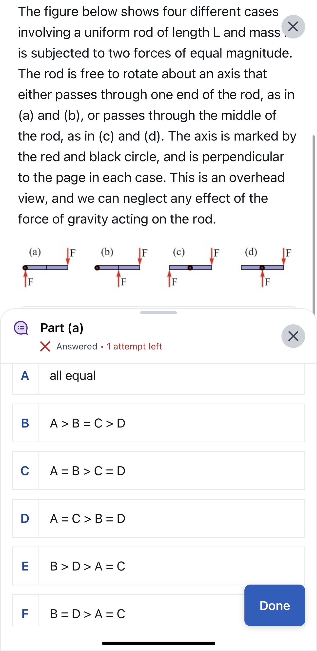 rod, and the torque due to the tension in the string (in