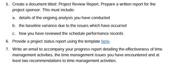 analysis you have conducted b. the baseline variance due to the issues