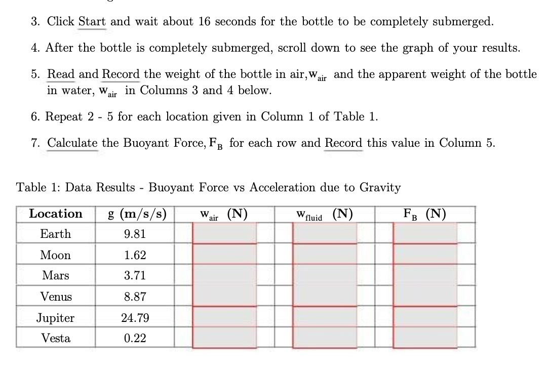 bottle to be completely submerged. . After the bottle is completely submerged,