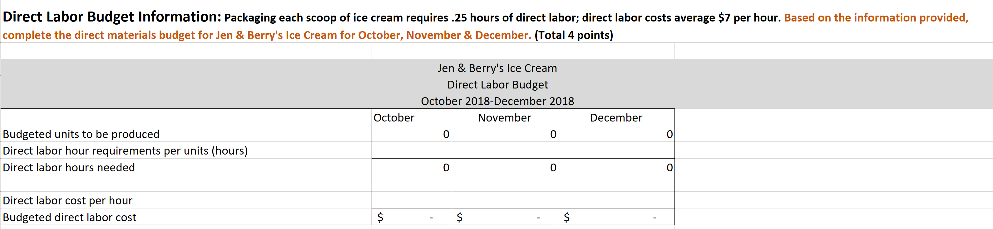 October 2018-December 2018 October November December 60 ** Please enter amount in