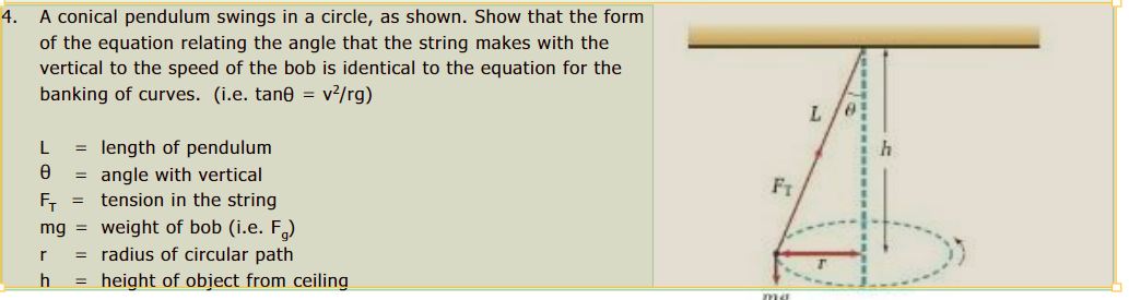 that the form of the equation relating the angle that the string