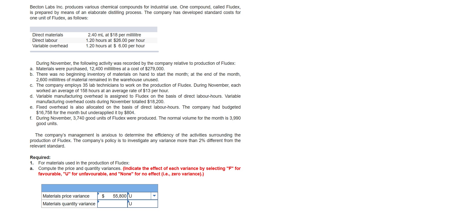 How do I get the materials quantity variance?Please solve it. Becton Labs