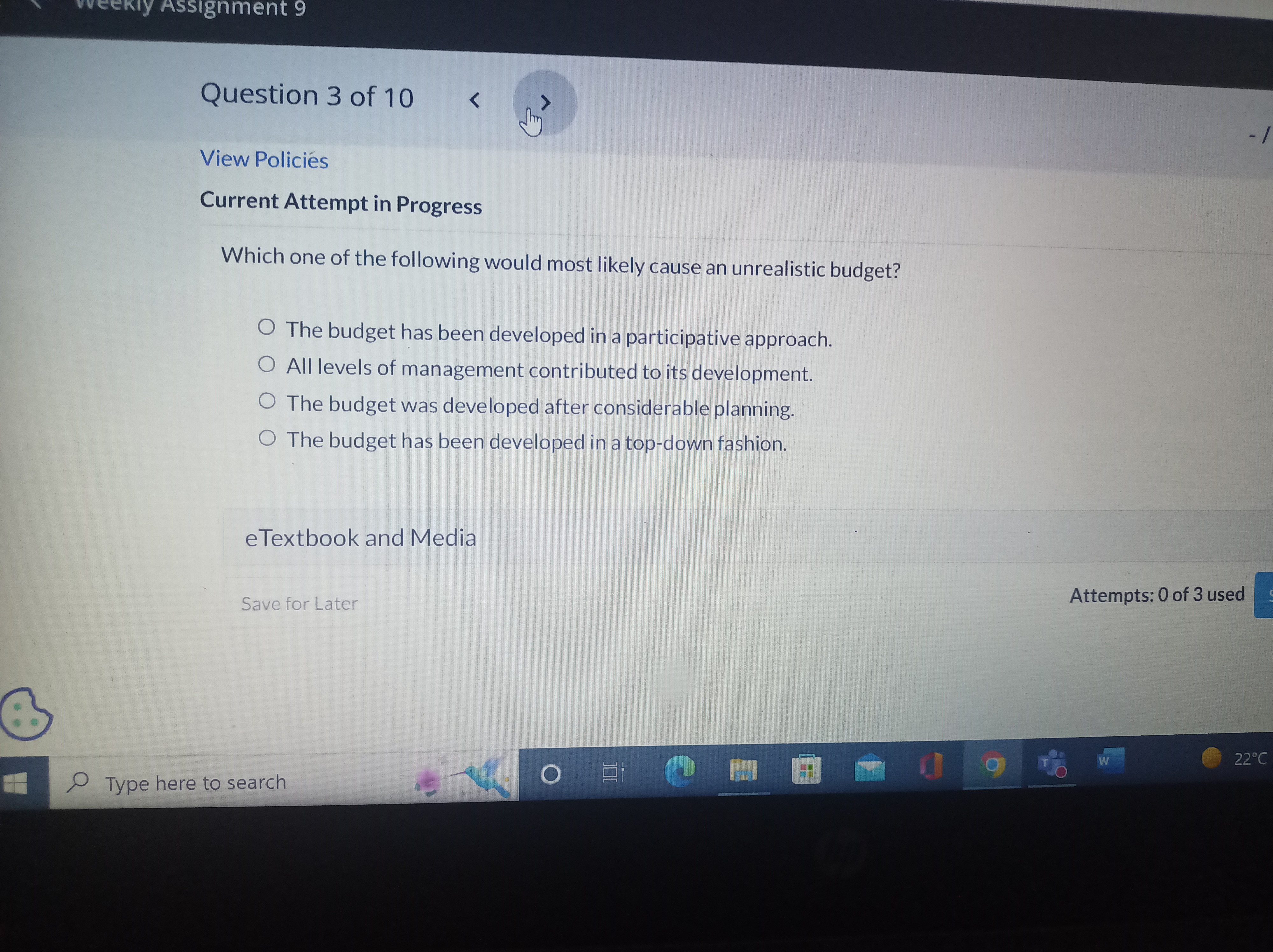 upper management underestimates budgeted revenues or overestimates budgeted expenses in order to