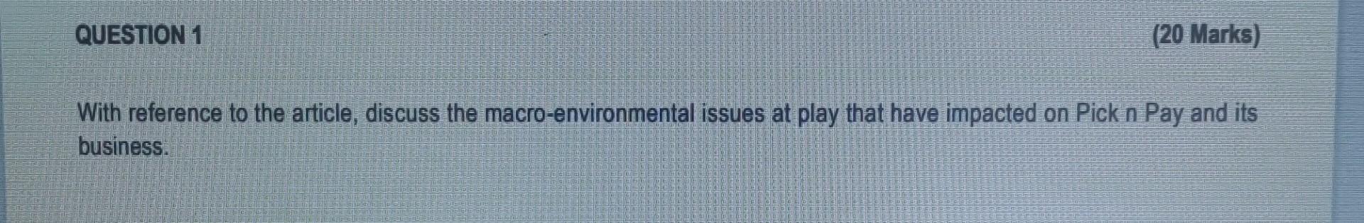 macro-environmental issues at play that have impacted on Pick n Pay and