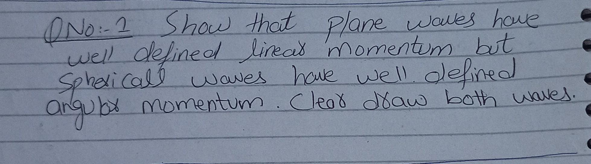  No: - 2 Show that Plane waves have well defined lineat