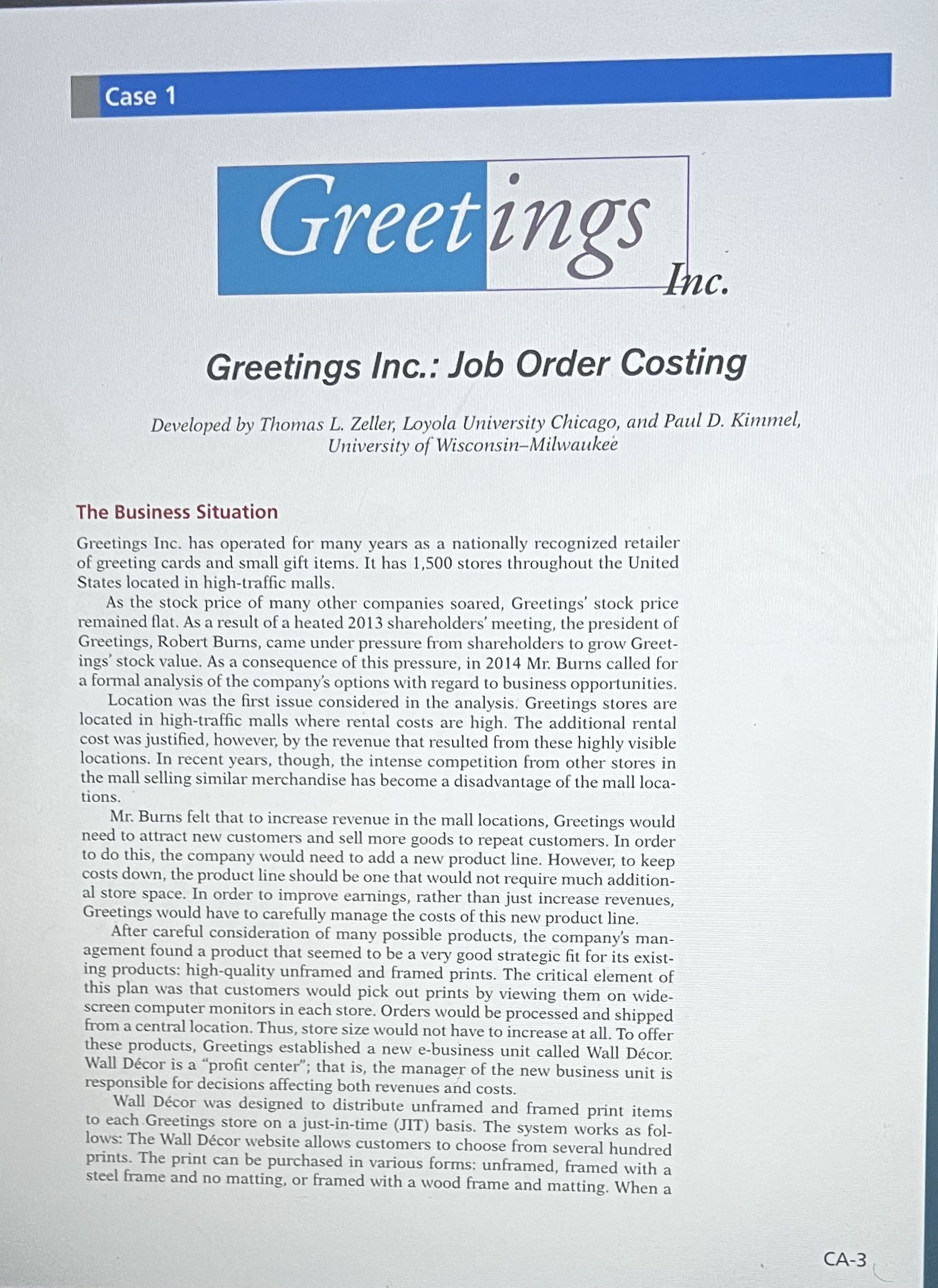  This assignment is on the decision-making benefits of activity-based costing relative