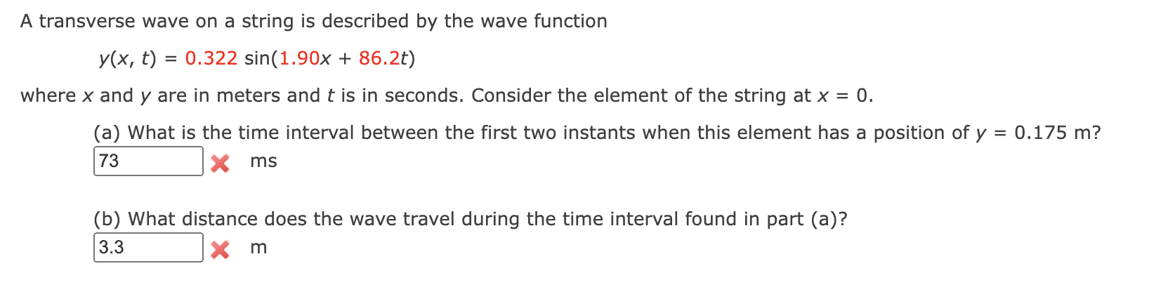  A transverse wave on a string is described by the wave
