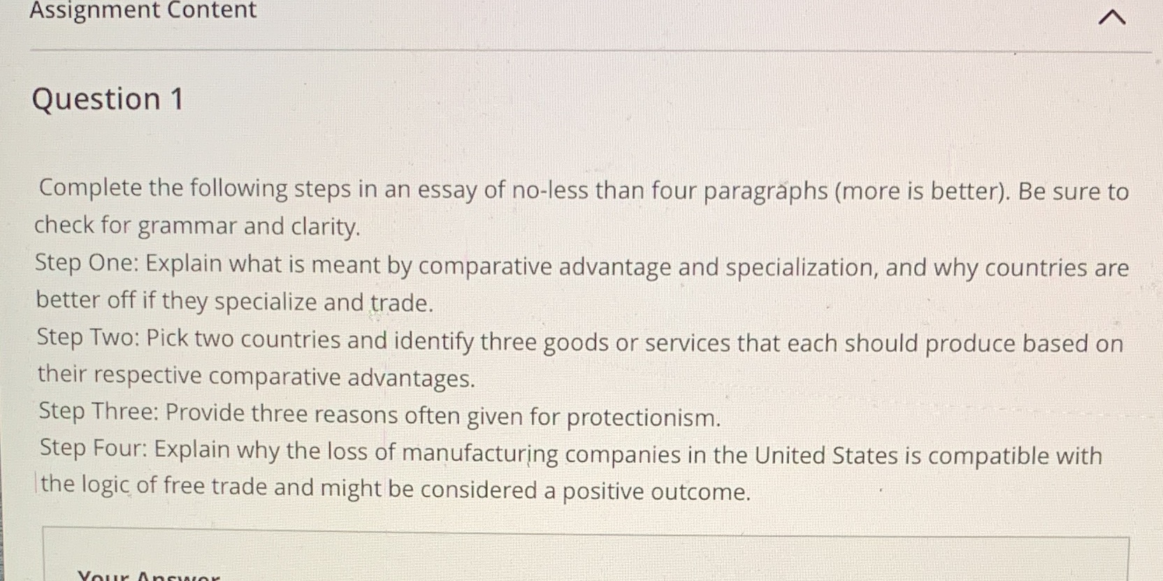  Assignment Content Question 1 Complete the following steps in an essay