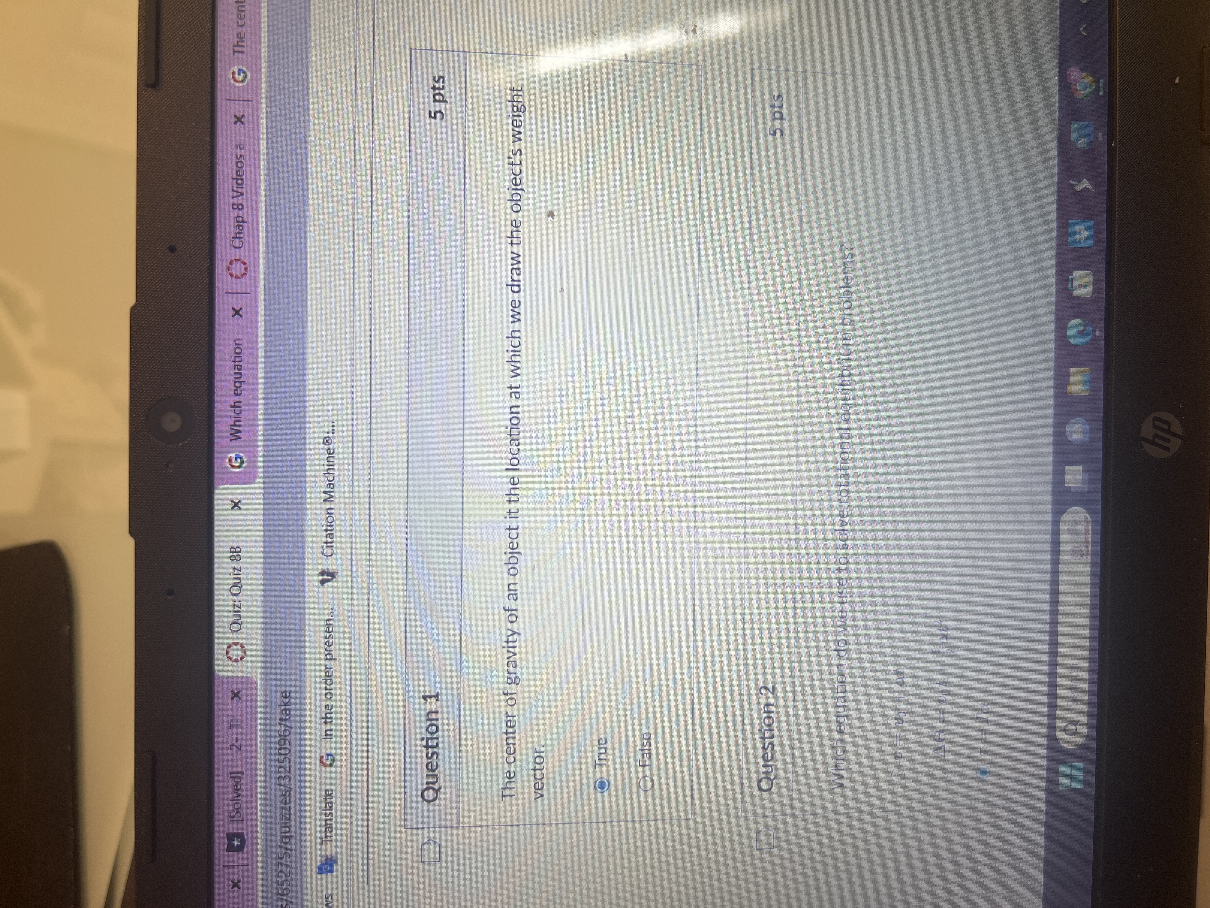 Which equation x Chap 8 Videos a x G The cen /65275/quizzes/325096/take