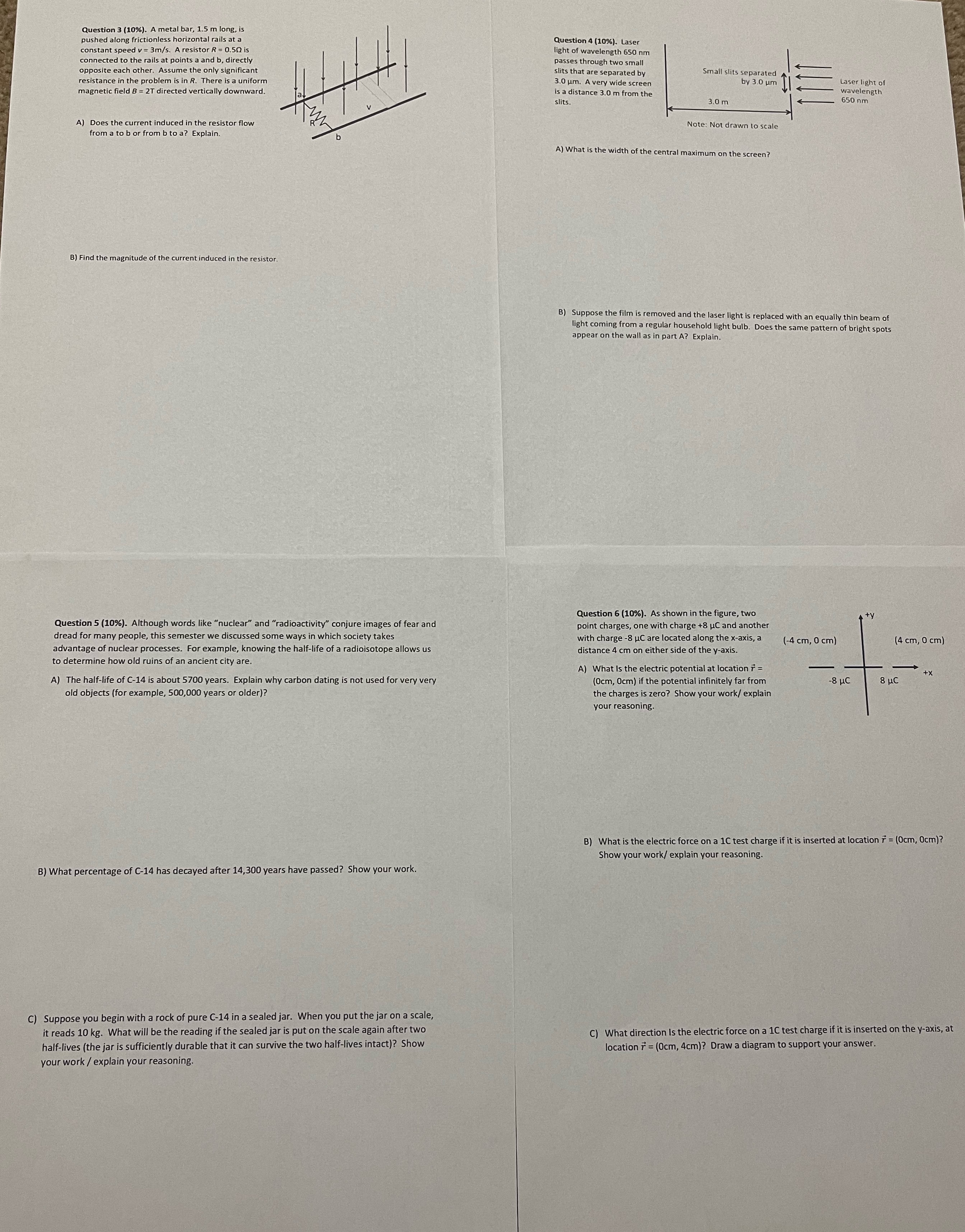 Answer all Question 3 (10%). A metal bar, 1.5 m long, is