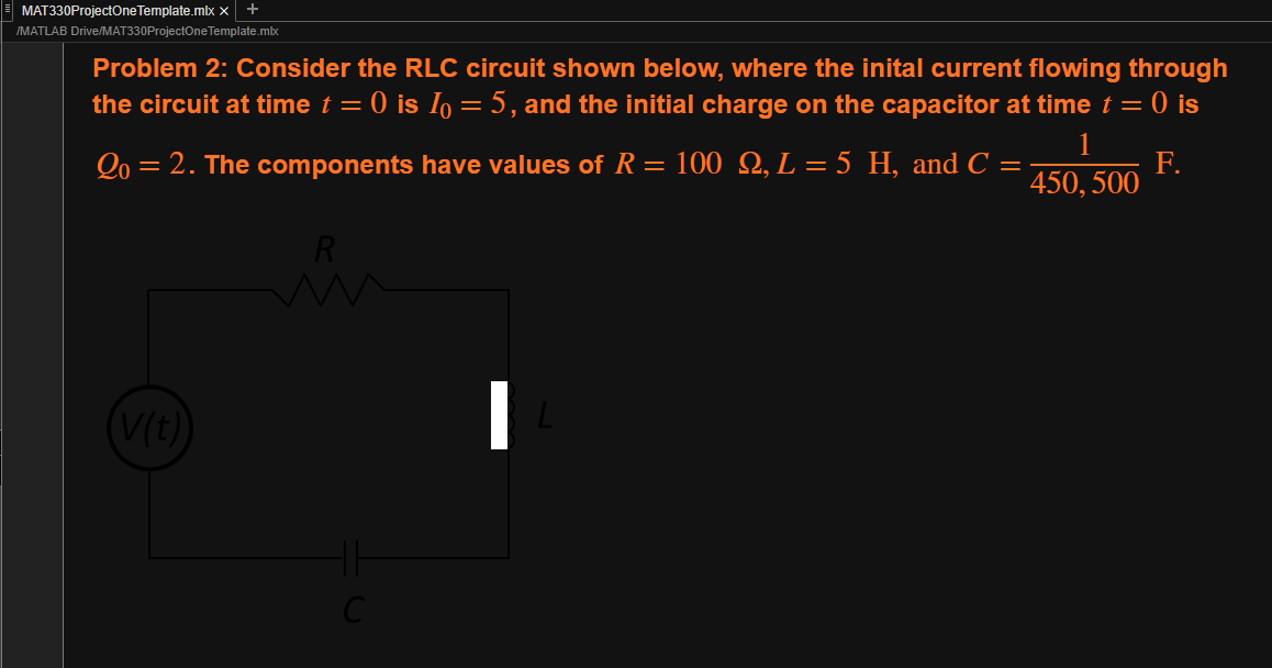 ' * dv/dt * ', num2str(1/ (L*C)), ' * V = 0');