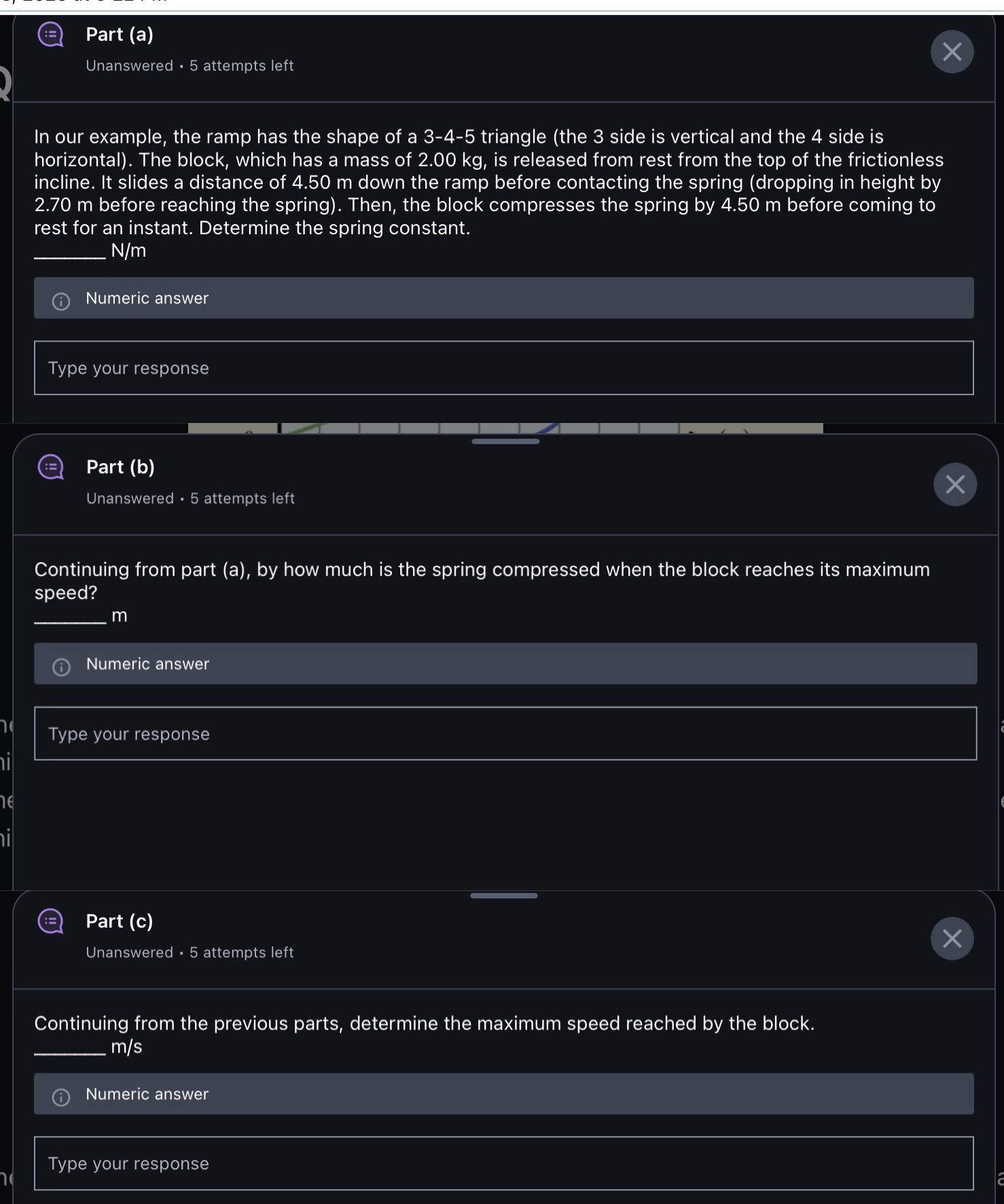Please answer all 3 Unanswered . 5 attempts left In our example,