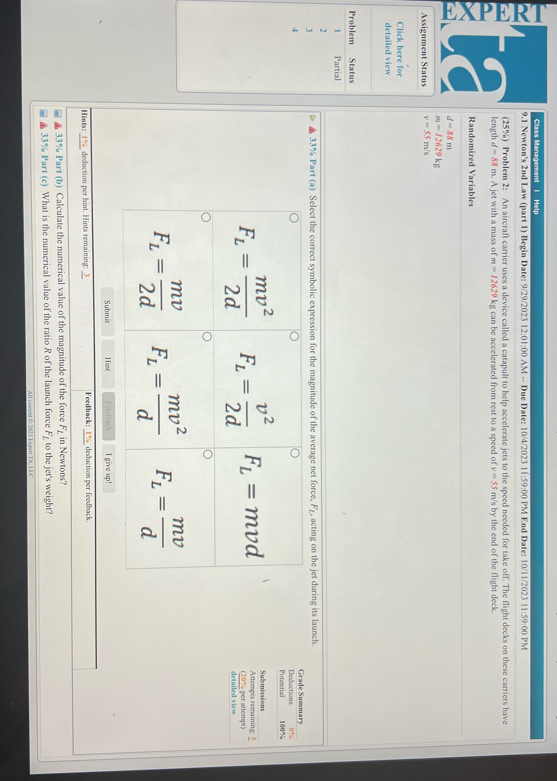  Class Management | Help 9.1 Newton's 2nd Law (part 1) Begin