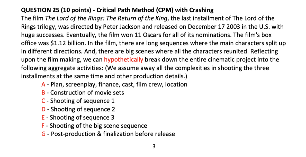 The film The Lord of the Rings: The Return of the King,