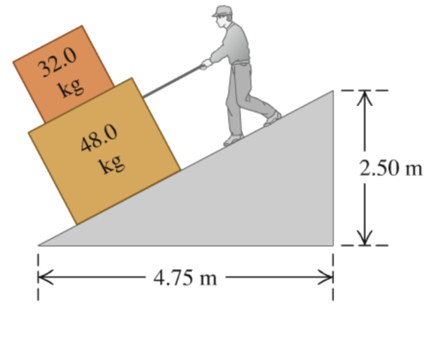 A man is pulling two boxes, one on top of the other,
