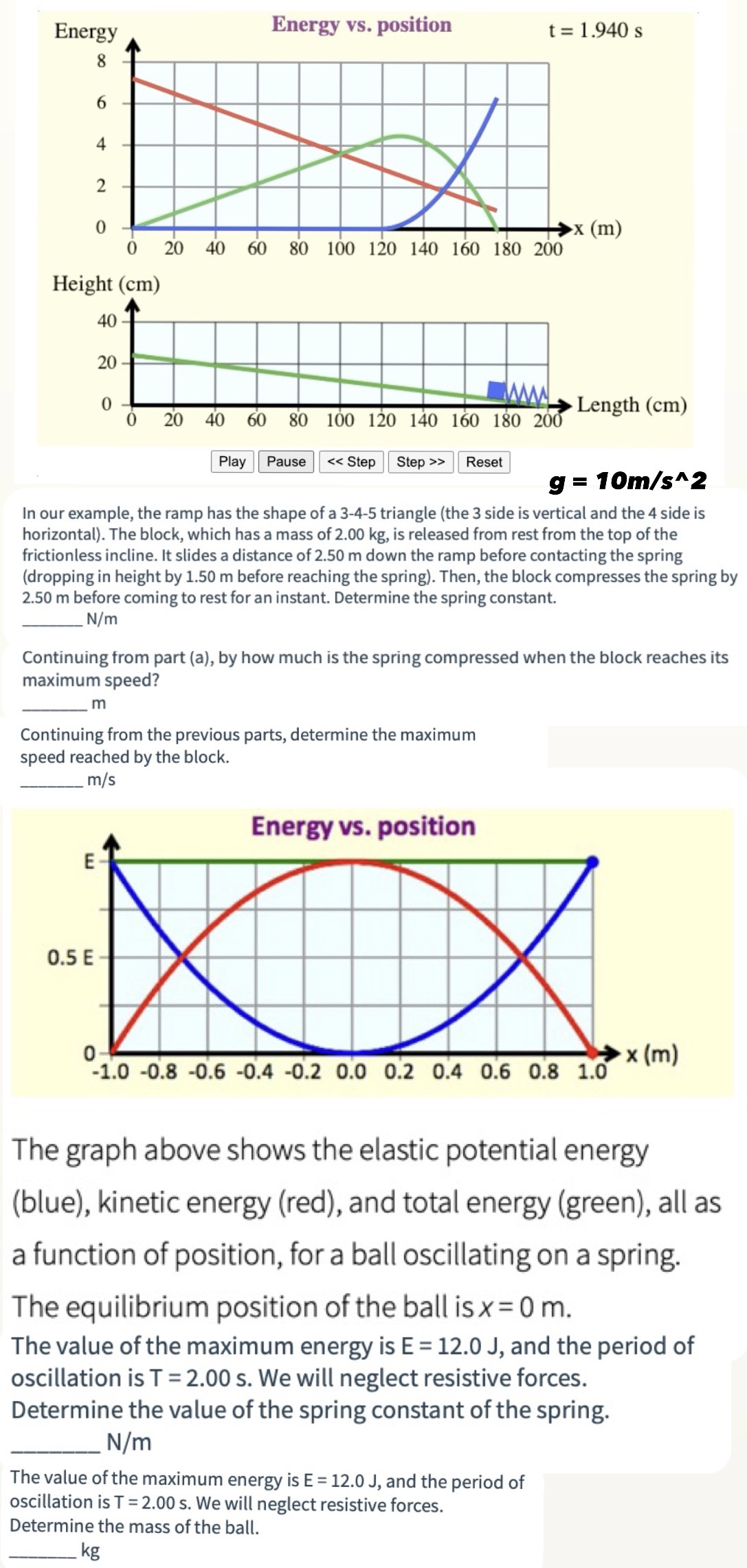  Energy Energy vs. position t = 1.940 s 8 4 N