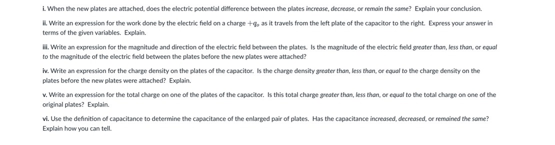 each plate is A1. V a. Write an expression for the capacitance