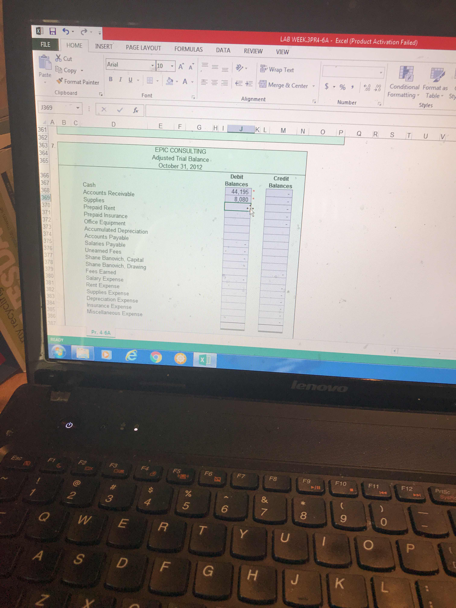 LAB WEEK.3PR4-64 - Excel (Product Activation Failed) FILE HOME INSERT PAGE