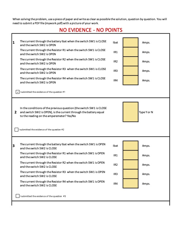 NO EVIDENCE - NO POINTS 1 The current through the battery Ibat