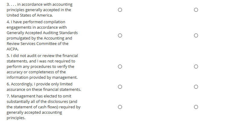 O O United States of America. 4. I have performed compilation engagements