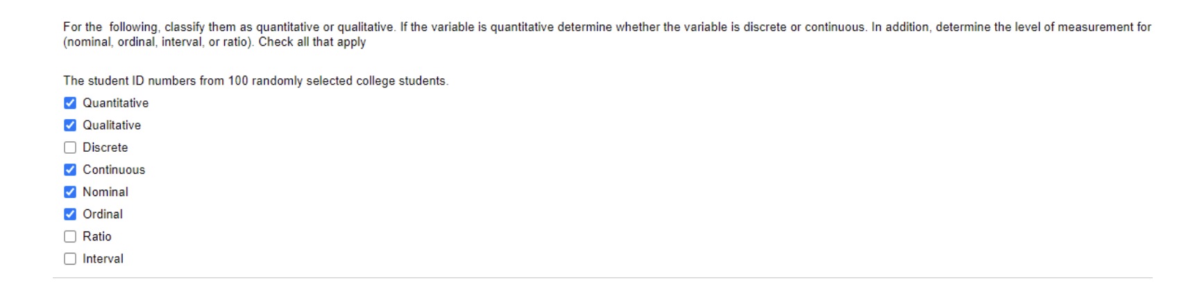 Need help solves this thx For the following, classify them as quantitative