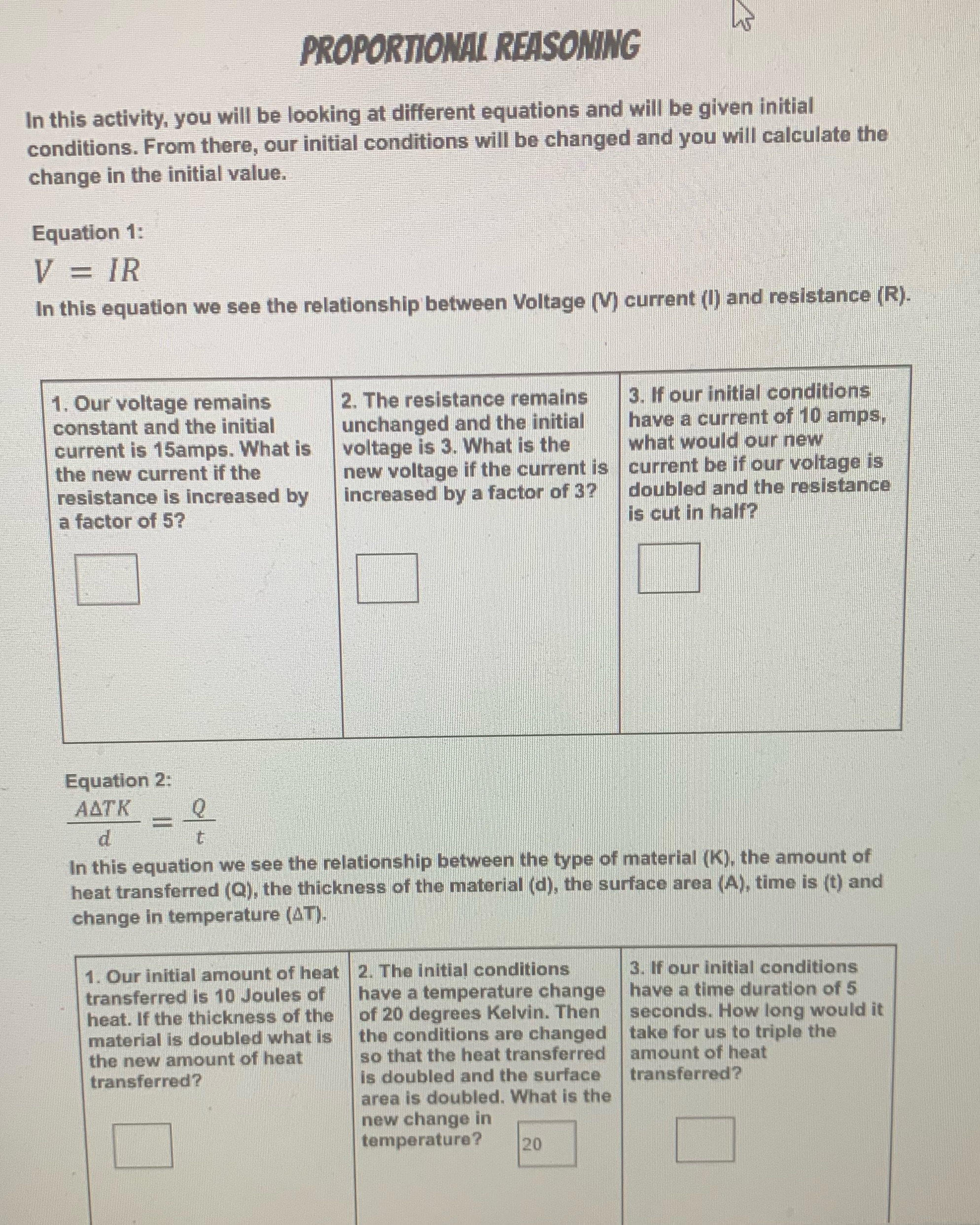 Need too and bottom portion done with work shown PROPORTIONAL REASONING In