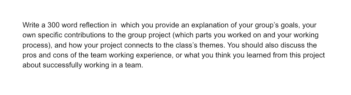 Write a 300 word reflection in which you provide an explanation