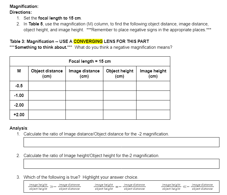 is a table that I already completed same as the third. Directions: