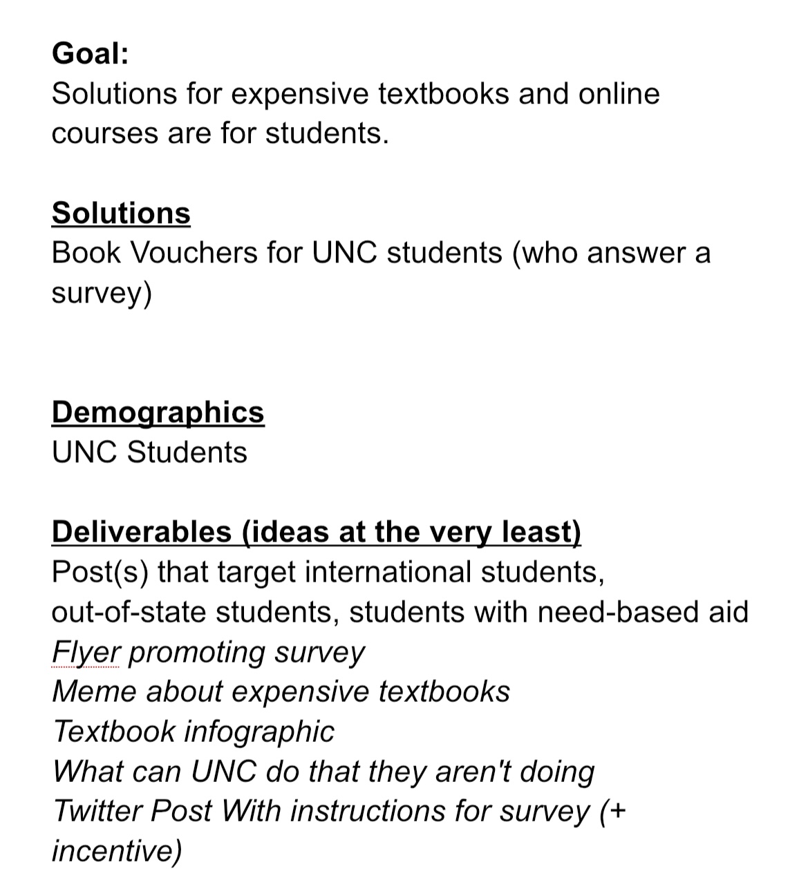 of your group's goals, your own specific contributions to the group project