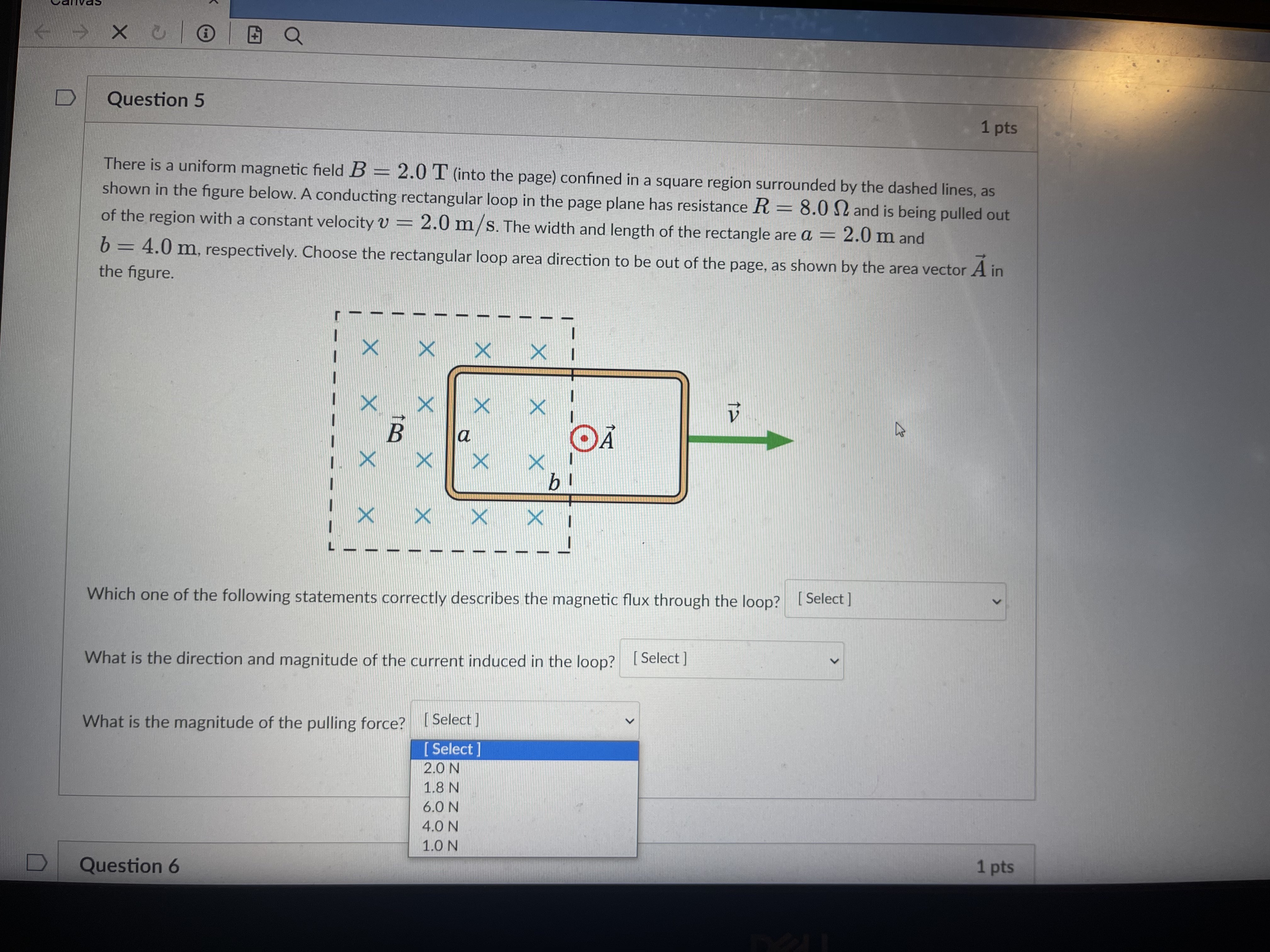 out of the region with a constant velocity v - 2.0 m/