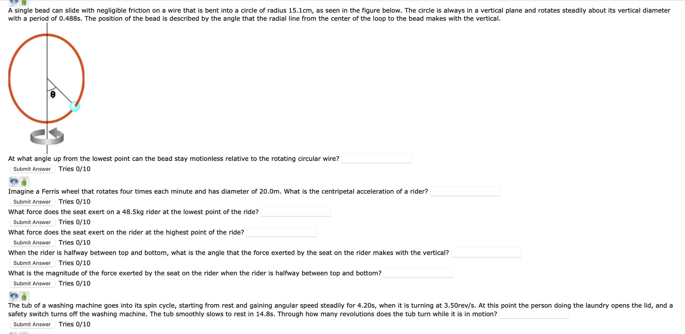 period of 0.4885. The position of the bead is described by the