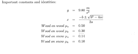 Important constants and identities: ~ 9.80 42 -bdvb3 - 4ac Wood